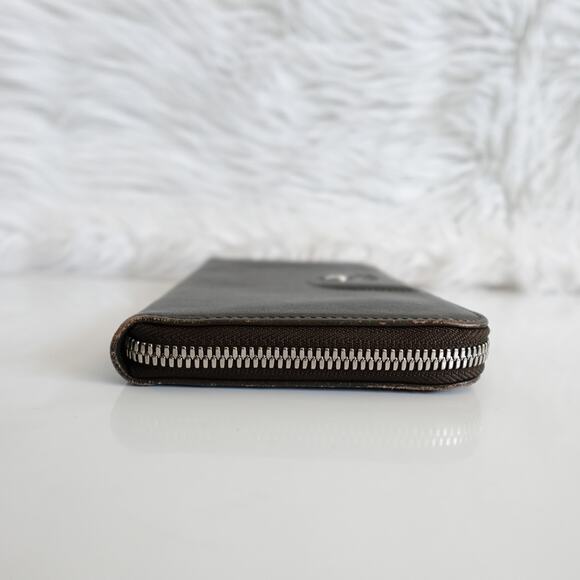 Longchamp Le Pliage Cuir Zip Around Long Continental Khaki Grey - Picture 5 of 16